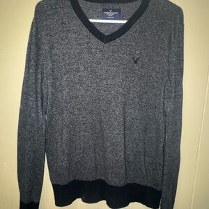 American Eagle Outfitters Dark Gray V-Neck Sweater